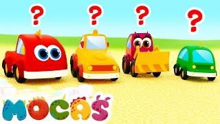 Sing with Mocas! The Five Little Cars kids' song. Nursery rhymes & super simple songs for kids.