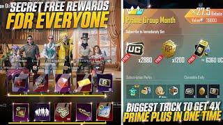 OMG  Secret Free Rewards For Everyone | Biggest Trick To Get 4x Prime Plus In One Time | Bgmi