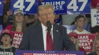 Donald Trump hosts rally in Pennsylvania focusing on economic issues, hurricanes