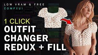 ONE CLICK OUTFIT TRANSFER FLUX  - Redux & FLUX Fill in ComfyUI (FREE + Low VRAM)