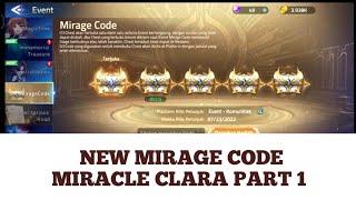 NEW MIRAGE CODE PETI 1 MIRACLE CLARA Mobile Legends: Adventure