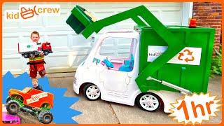 Truck compilation with garbage truck, monster truck, construction truck and fire truck | Kid Crew