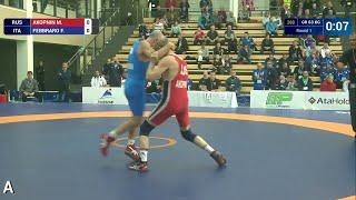 Round 1 GR - 63 kg: M. AKOPNIN (RUS) df. F. FEBBRARO (ITA) by FALL, 5-0