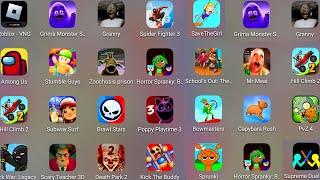 Grimace Monster Scary,Stick War Legacy,Scary Teacher,Hill Climb,Join & Clash,Squid Game 456,Among Us