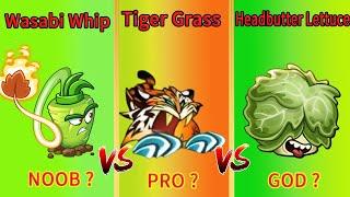 PvZ 2 9.4.1 | New Plant Tiger Grass VS Headbutter Lettuce VS Wasabi Whip - Which Plant's Best ?