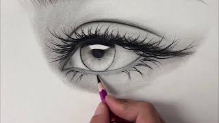 Easy drawing Hyper Realistic Eye Step by step Charcoal Pencil - How to Draw