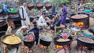 Traditional wedding food preparation in Afghanistan | Cooking Kabuli Pulao for a crowd 