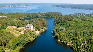 Base Soicha, Yacht Club, Malyshevsky Bay shooting from a height. Pechenezhskoye reservoir 4K