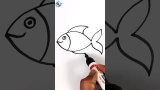 Very Easy! Fish Drawing For Kids || How To Draw a Fish || Kids Step By Step Drawing #kids #shorts