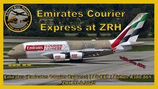 Emirates (Emirates Courier Express) Airbus A380 ''A6-EET'' landing and taxiing at ZRH/with live ATC