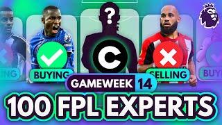 FPL GW14 EXPERT Transfer Trends & Best Captains?  100 Experts Reveal Gameweek 14 Team Plans