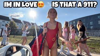 COLLEGE GIRLS FREAK OUT OVER PORSCHE TURBO S (cops kick us out)