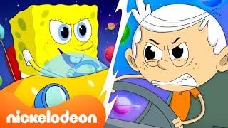 SpongeBob Races EVERYONE in Outer Space  | NEW CROSSOVER (ft. Loud House, TMNT) | Nicktoon Universe