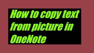 Copy text from Picture in OneNote