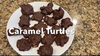 Caramel Pecan Turtles (pecans, Caramel, chocolate)Easy