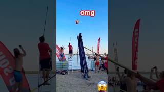 omgMassive Recoil from a Human Cannon Launch #sports#extreme#fun#jump#beach #funny