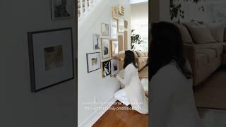 Family Photo Abstract Art Gallery Wall using thrifted material as art. #homedecor #gallerywall #diy