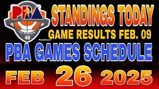 PBA Standings today as of February 9, 2025 | PBA Game results | PBA Schedules February 26, 2025