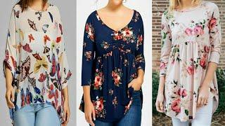 Stylish Printed Floral Tunic top Design || Floral  Spring Outfits  for women ||