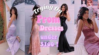 TRYING ON PROM DRESSES UNDER $100! FT Lulus