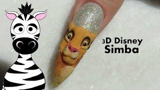 3D Disney Simba Acrylic Nail Art Tutorial