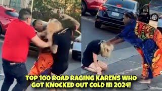 TOP 100 ROAD RAGING KARENS WHO GOT KNOCKED OUT COLD in 2024! (SPECIAL EDITION)