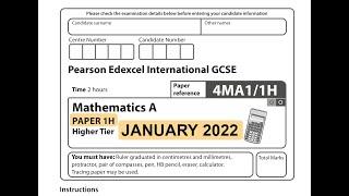 IGCSE Mathematics January 2022 - 4MA1/1H