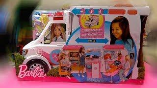 РАСПАКОВКА МАШИНЫ СКОРАЯ ПОМОЩЬ БАРБИ!!! BARBIE RESCUE VEHICLE!!