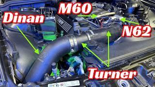 E39 Dinan + Turner 4" MAF + N62 TB and M60 Intake | Custom Cold Air Setup