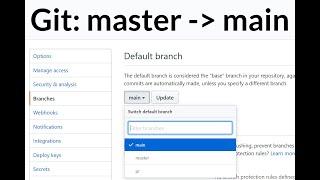 Git: how to rename master to main