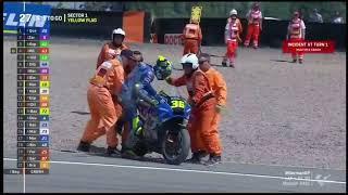 Pecco Bagnaia and Joan Mir crash in German Grand Prix