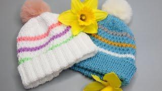 easy knit baby bobble hat / baby knitting design, knitting pattern baby hat, beginners friendly