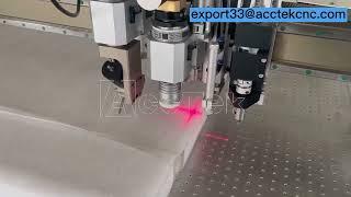 V-cut tool cutting show by AccTek cnc oscillating knife cutting machine