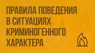 Правила поведения в ситуациях криминогенного характера. Видеоурок по ОБЖ 10 класс