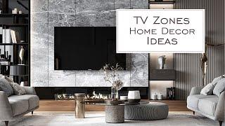 TV Zone in the Interior. Room design with a large TV. Placement Ideas