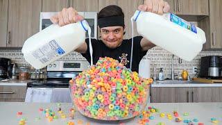 MASSIVE Bowl of Fruit Loops Challenge + Gallon of Milk