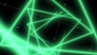 Abstract neon polygons in black space. Lasers lines moving in a circle