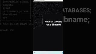 see list of all databases in mysql and switch to another database | Mysql tutorials | database