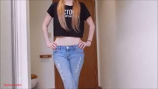 Girl pees in her jeans