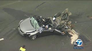 DASHCAM: 1 killed, 3 hurt in chain-reaction crash on 15 Freeway I ABC7