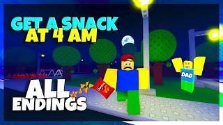 Roblox get a snack at 4 AM [ALL Endings + Secret ending] ROBLOX