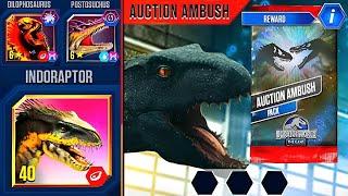 INDORAPTOR AUCTION AMBUSH HEROES DILOPHOSAURUS VS POSTOSUCHUS | JURASSIC WORLD THE GAME