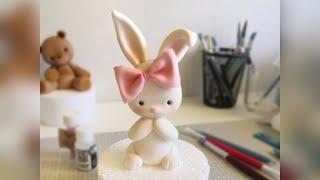 sugar paste decor cute little bunny caketopper . Зайка из мастики, урок лепки, декор на торт