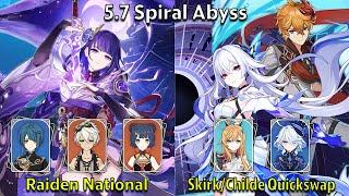 C2 Raiden National & C0Skirk/C0 Childe Quickswap- Genshin Impact 5.7 Spiral Abyss Full Clear