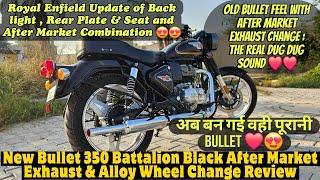 New Bullet 350 Battalion Black After Market Exhaust & Alloy Wheel | Old Bullet Look & Pure Dug Dug 