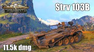 Strv 103B, 11.5K Damage, 5 Kills, Fjords - World of Tanks