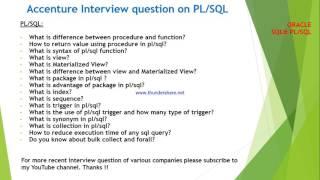 Accenture interview questions and answers on PLSQL