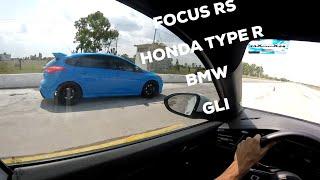 JETTA GLI MK7 VS FOCUS RS - HONDA TYPE R - BMW STAGE 2 - GLI - 1/4 DE MILLA PT.2