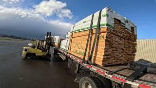 Central Oregon Flatbed Trucking #165. Picking up lumber from Port Angels WA.