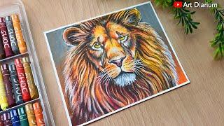 Lion Drawing with Oil Pastels | Step-by-Step Drawing Tutorial for beginners